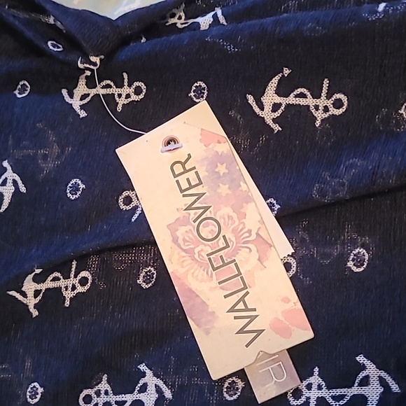 NWT Wallflower  navy nautical theme lightweight sweater Sz L - Picture 6 of 7